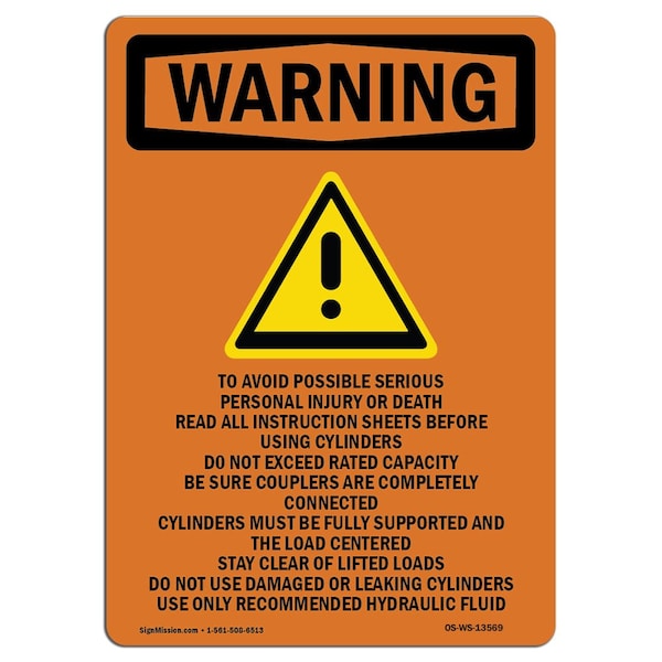 OSHA WARNING Sign, To Avoid Possible W/ Symbol, 18in X 12in Aluminum, 12" W, 18" L, Portrait
